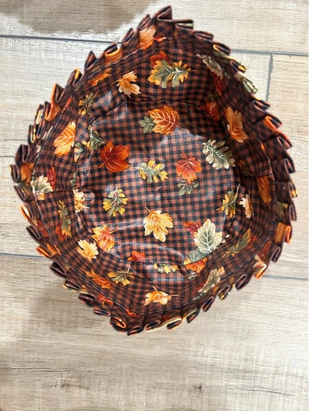 Longaberger button basket liner fall gingham leaves